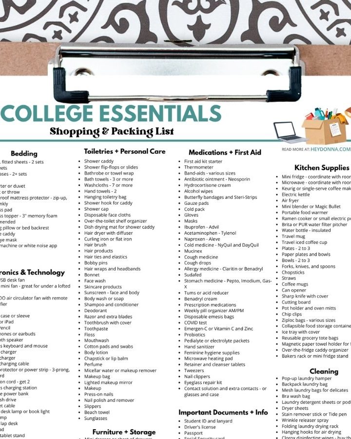 College Shopping List